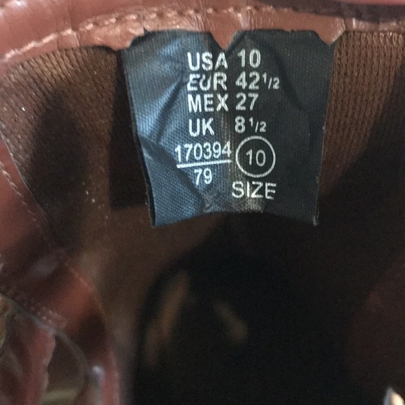 American Eagle Sander Braided heeled Booties brown cognac size 10 vegan - Picture 10 of 10